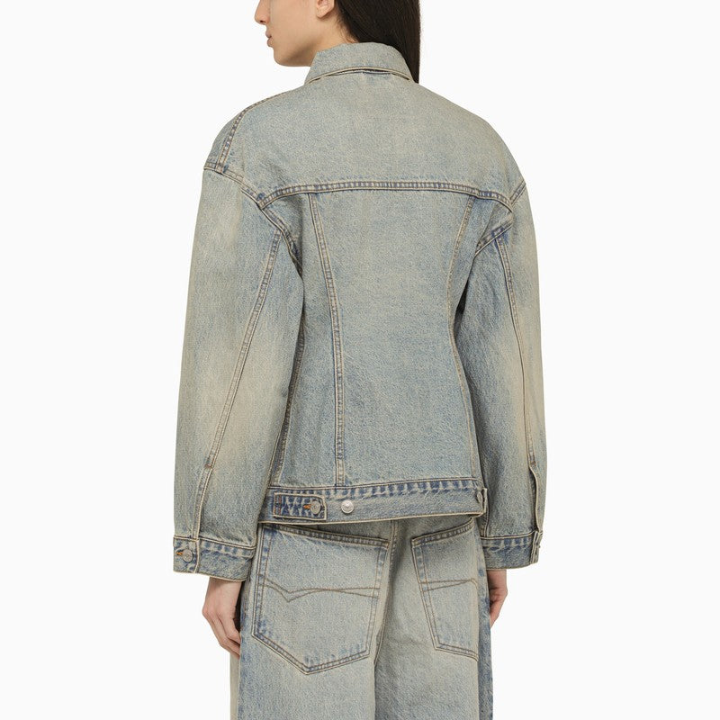 Balenciaga Light blue washed-effect denim jacket