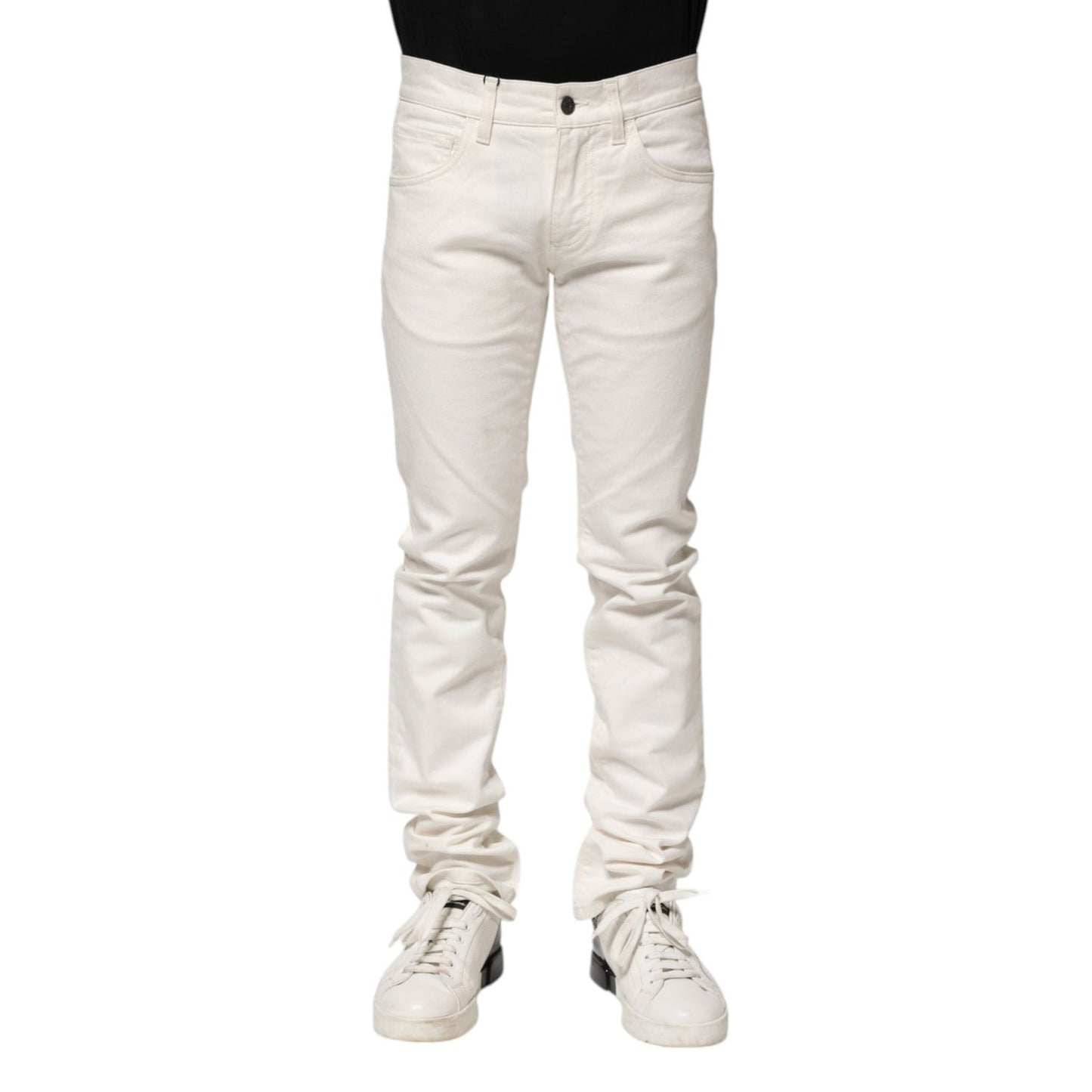 Dolce & Gabbana White Cotton Skinny Men Denim Jeans PAN75192-44