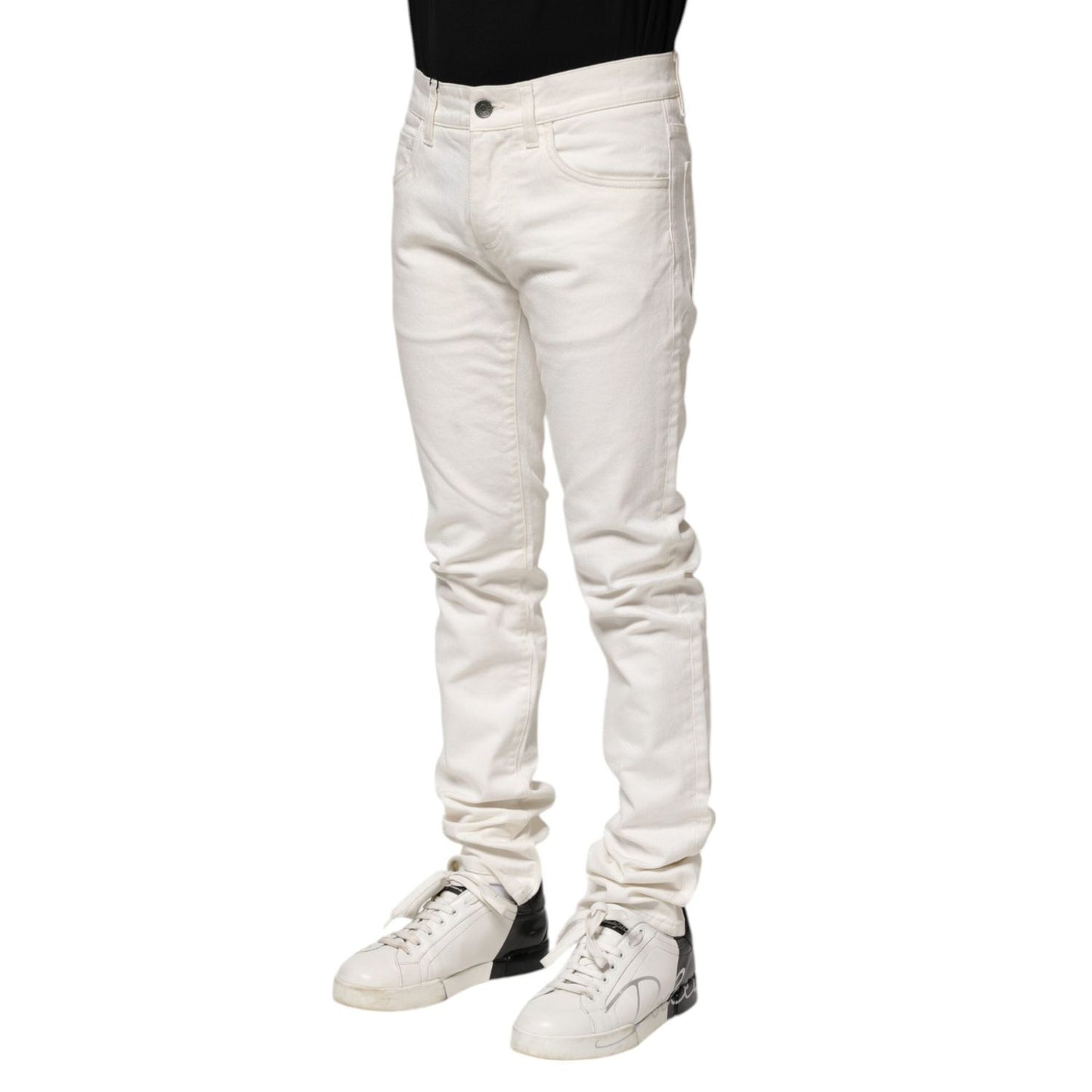 Dolce & Gabbana White Cotton Skinny Men Denim Jeans PAN75192-44