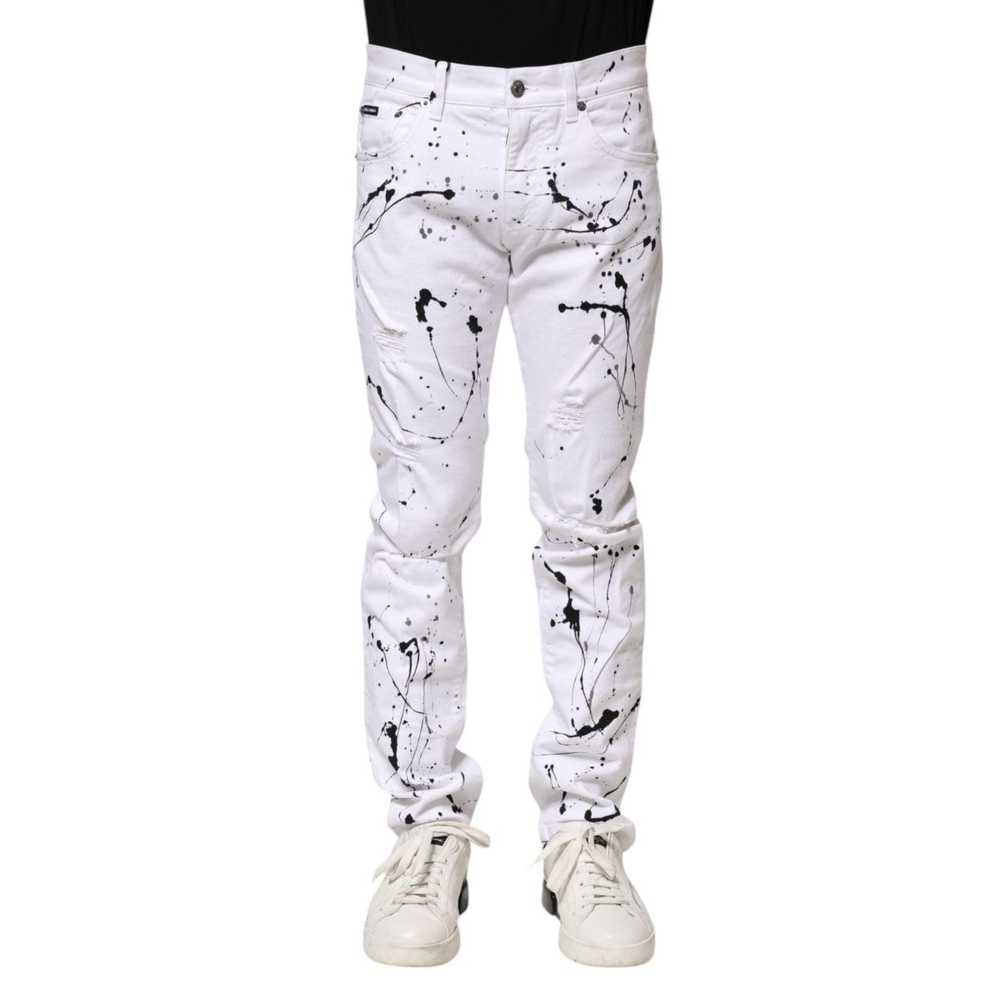 Dolce & Gabbana White ColorSplash Skinny Denim Jeans PAN75207-44