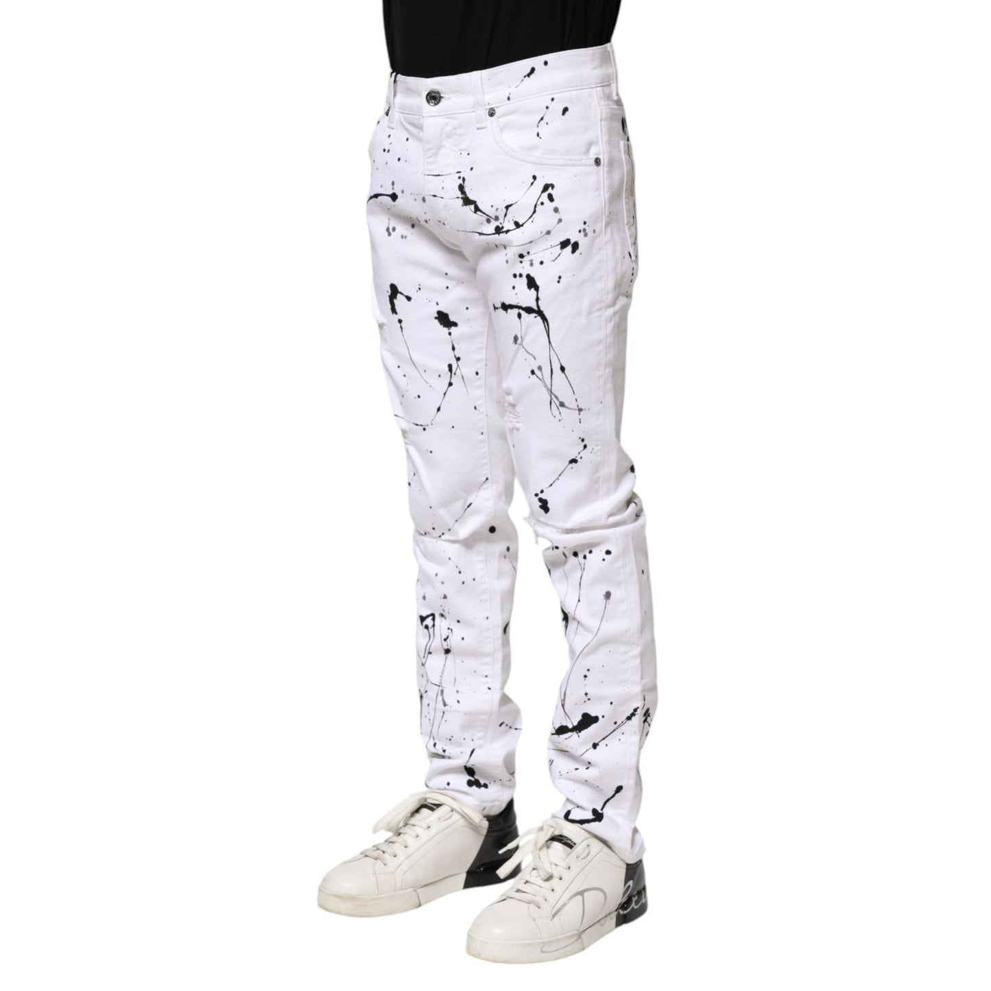 Dolce & Gabbana White ColorSplash Skinny Denim Jeans PAN75207-44
