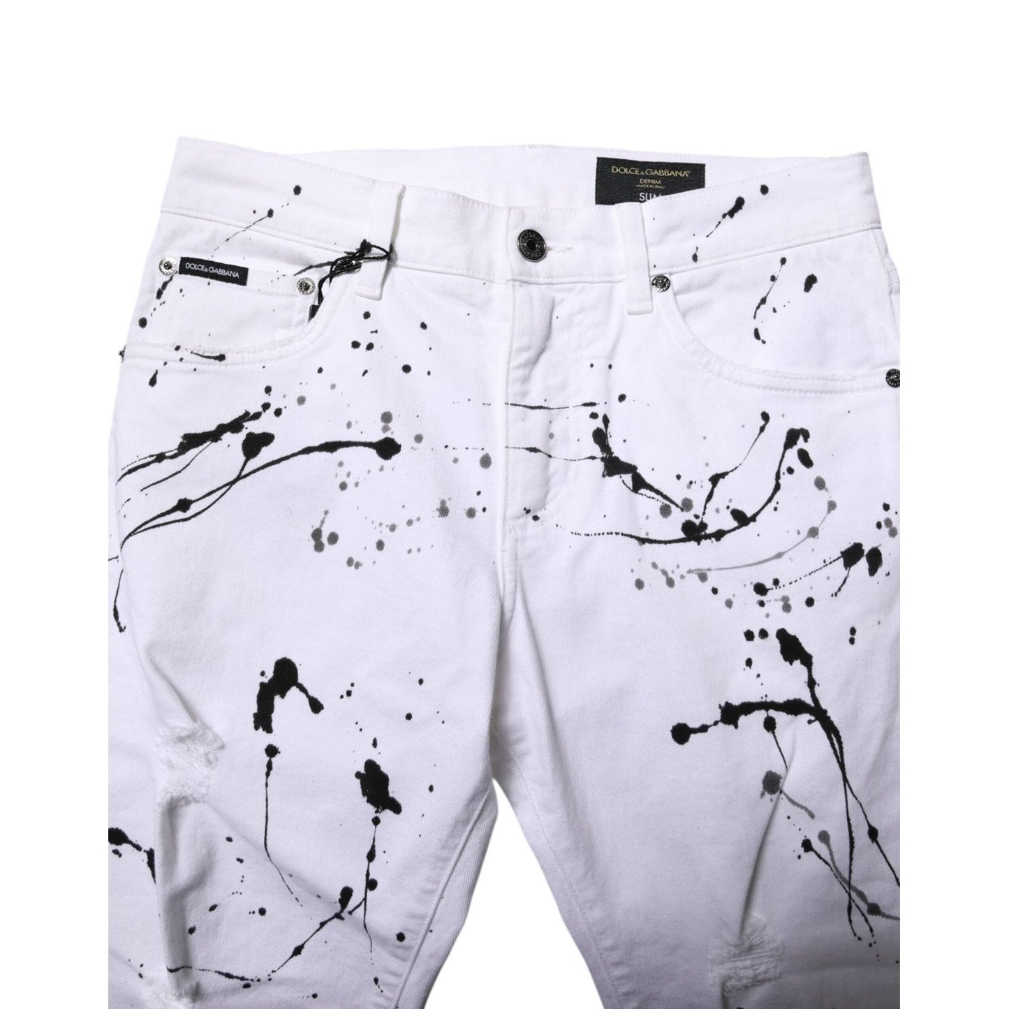 Dolce & Gabbana White ColorSplash Skinny Denim Jeans PAN75207-44