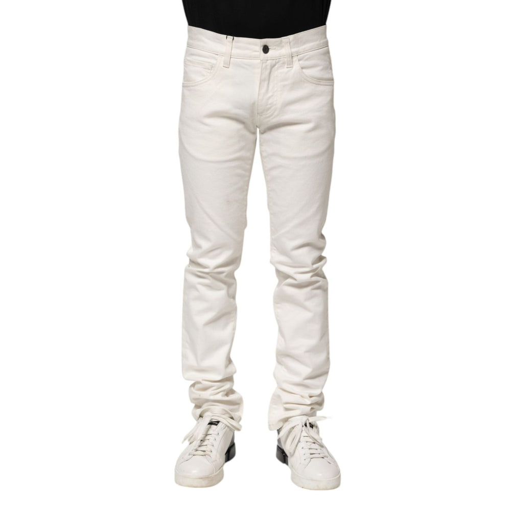 Dolce & Gabbana White Cotton Skinny Men Denim Jeans PAN75215-44