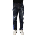 Dolce & Gabbana Dark Blue Tattered Skinny Denim Jeans PAN75227-44