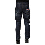 Dolce & Gabbana Dark Blue Tattered Skinny Denim Jeans PAN75227-44