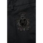 Dolce & Gabbana Dark Blue Logo Cotton Dress Pants PAN75808-44