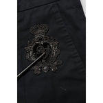 Dolce & Gabbana Dark Blue Logo Cotton Dress Pants PAN75808-44