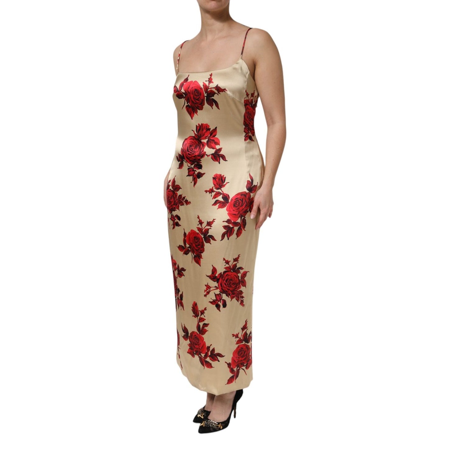 Dolce & Gabbana Beige Floral Spaghetti Strap Sheath Dress DR81757-50