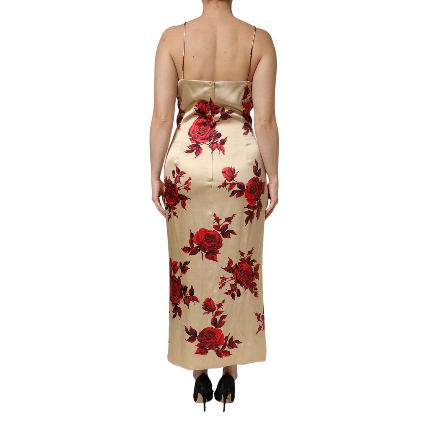 Dolce & Gabbana Beige Floral Spaghetti Strap Sheath Dress DR81757-50