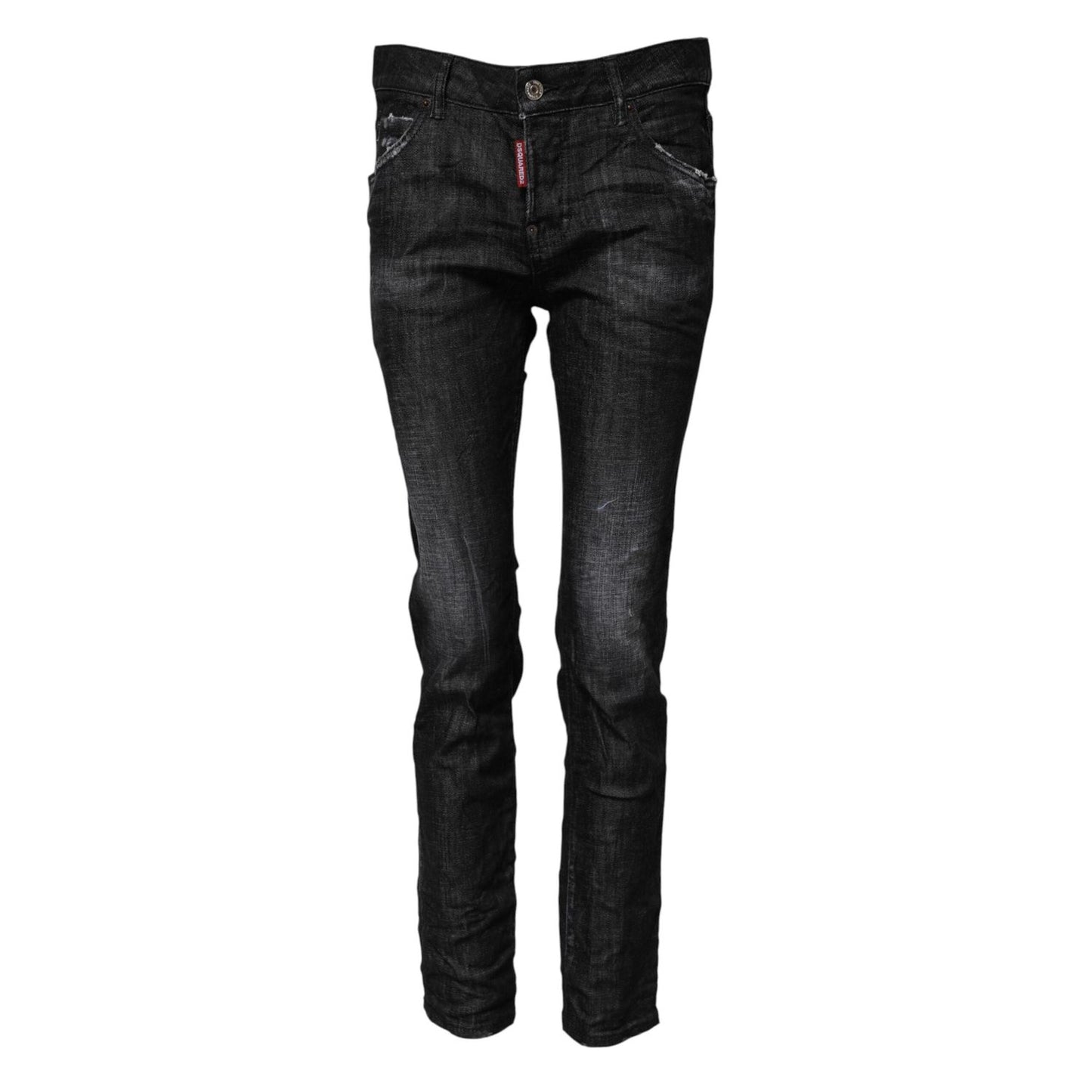 Dsquared² Black Washed Cotton Mid Waist Skinny Jeans PAN74489-38
