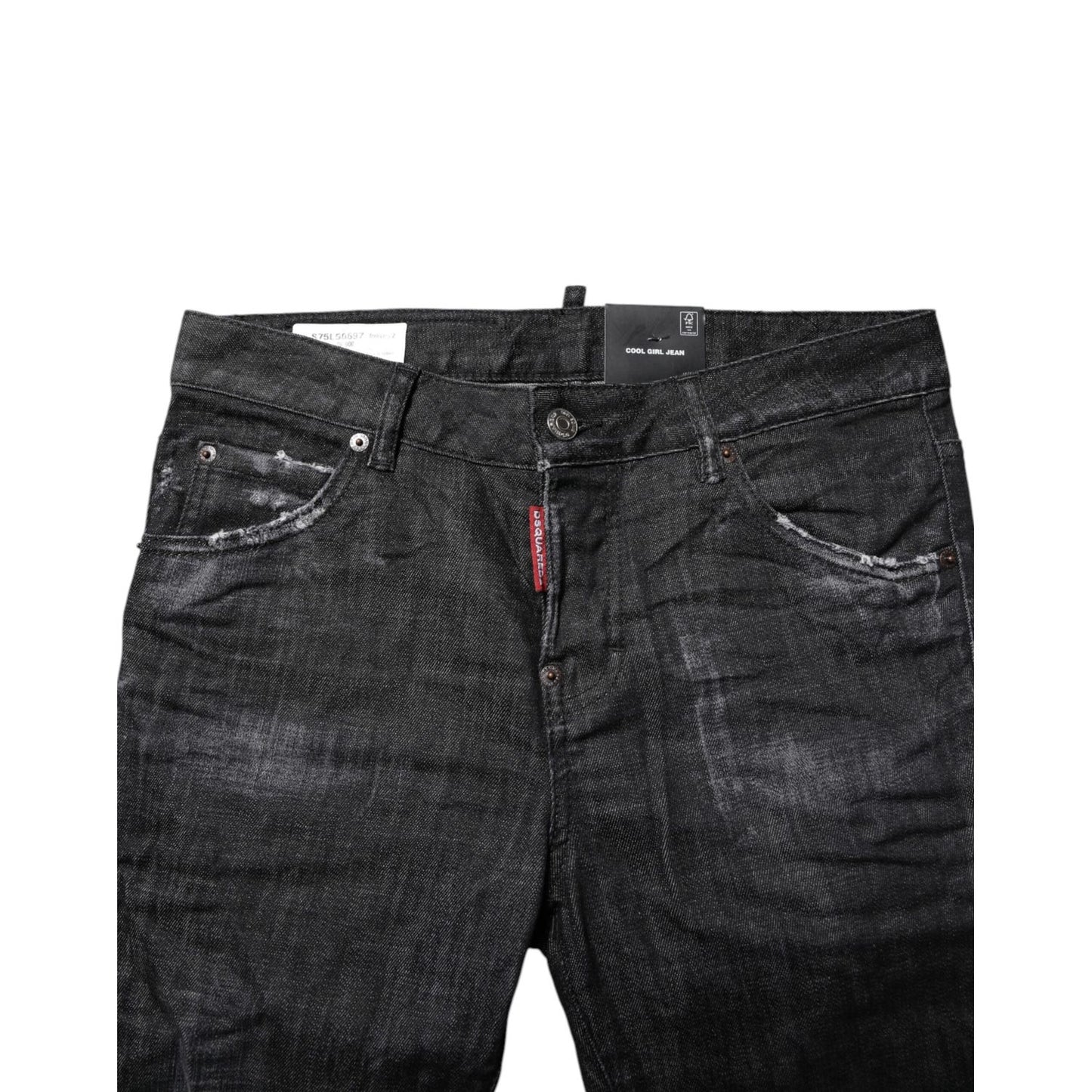 Dsquared² Black Washed Cotton Mid Waist Skinny Jeans PAN74489-38