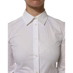 Dolce & Gabbana White Cotton Collared Long Sleeves Top Shirt TSH90560-38