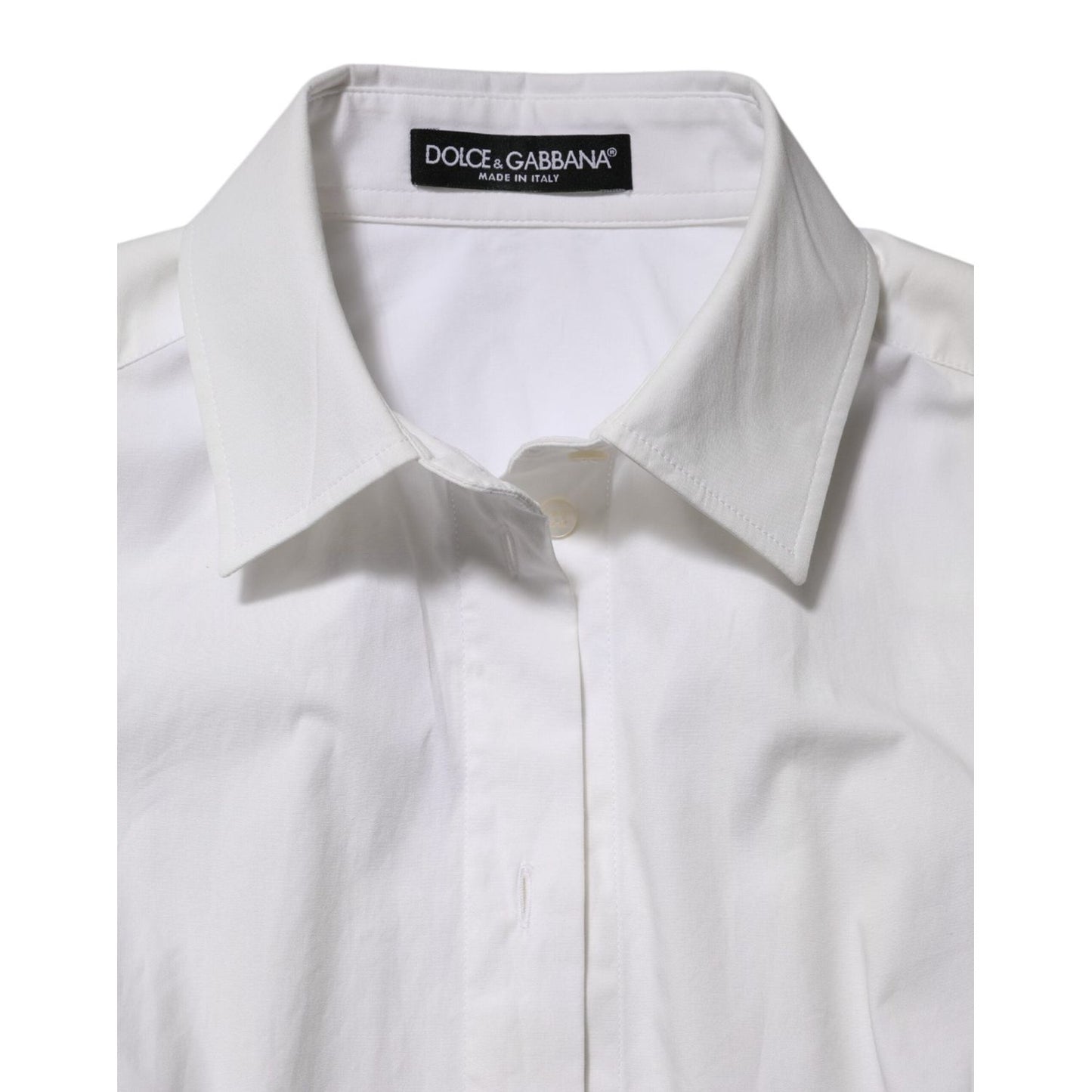 Dolce & Gabbana White Cotton Collared Long Sleeves Top Shirt TSH90560-38