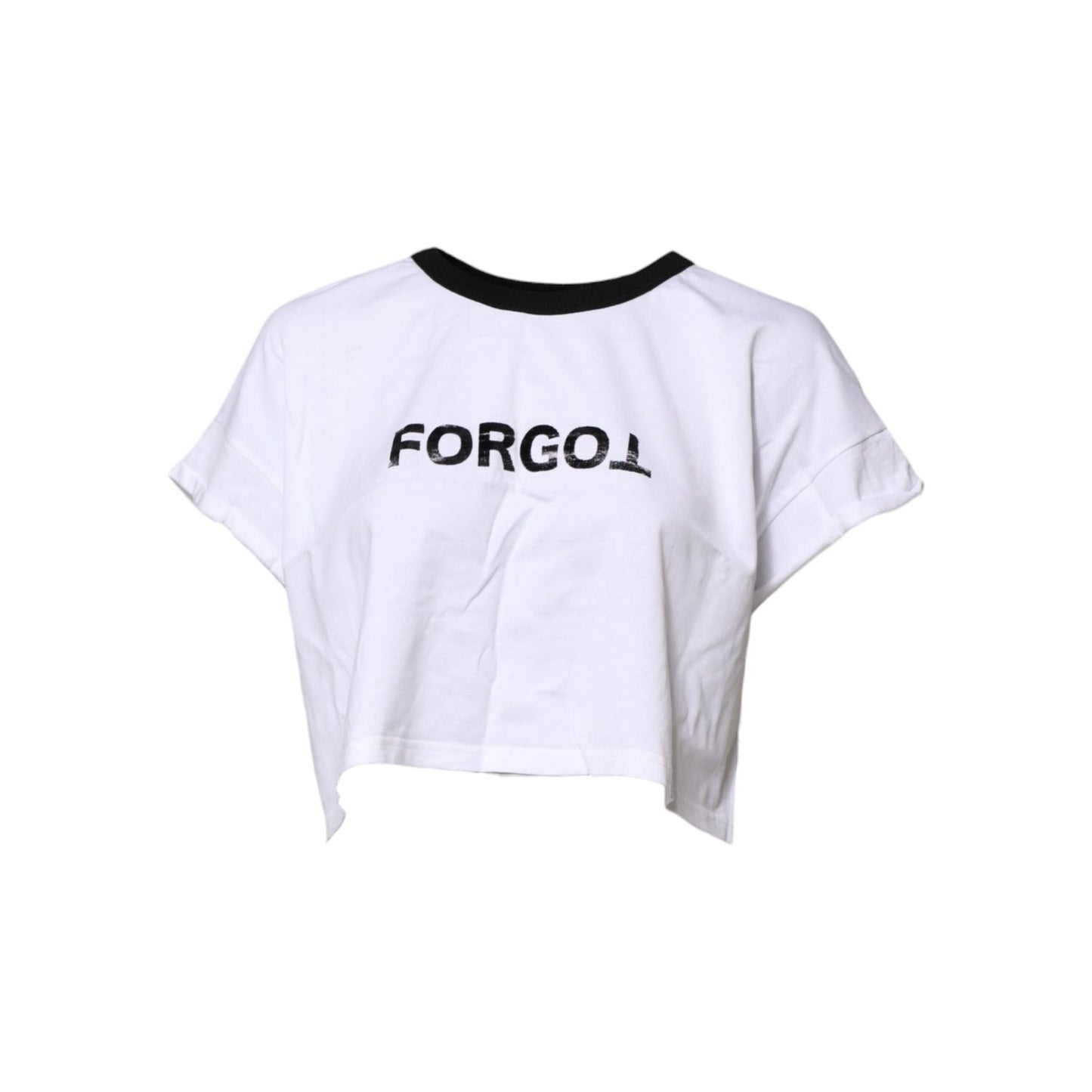 Dolce & Gabbana White Graphic Print Crew Neck Cropped T-shirt TSH906755-46