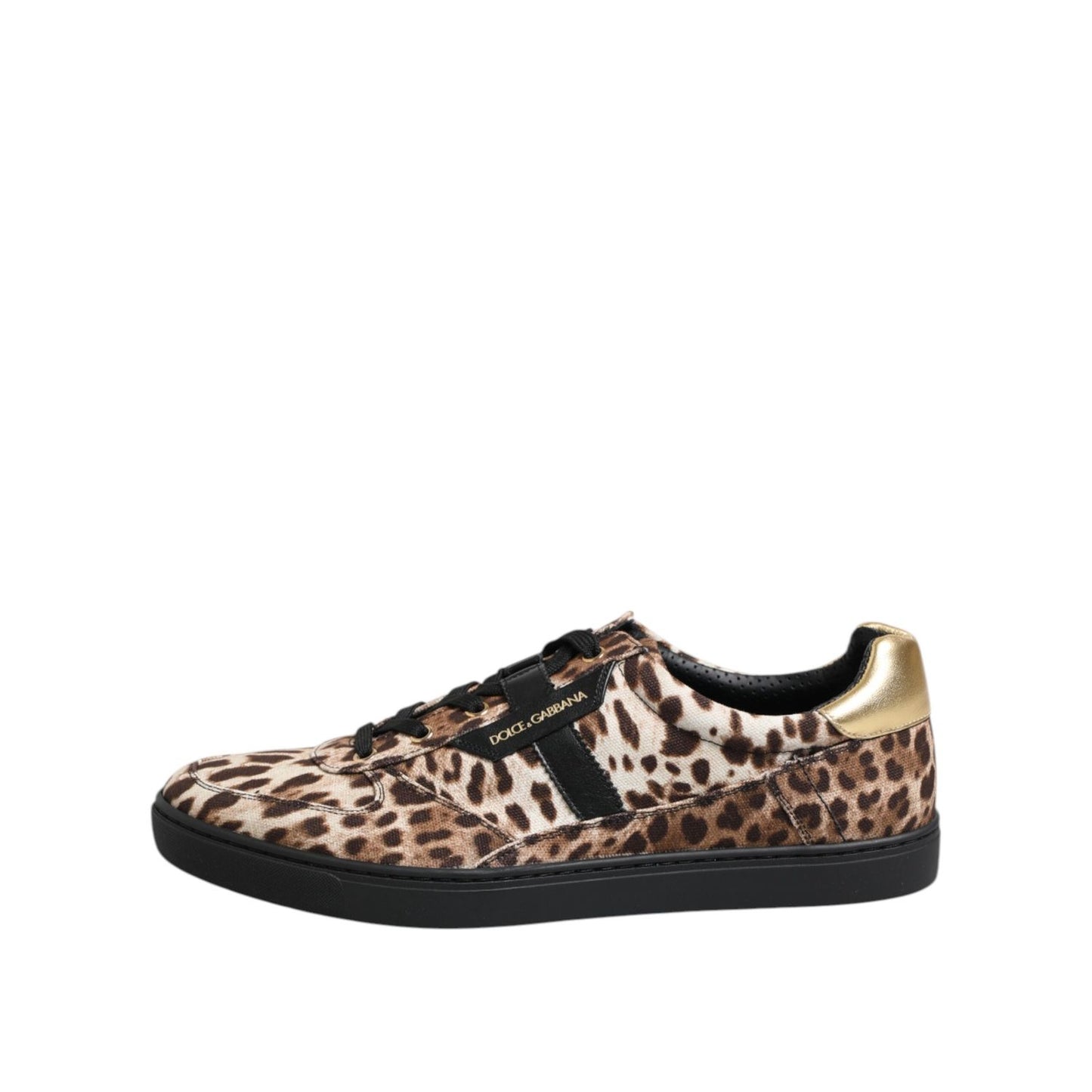 Dolce & Gabbana Brown Leopard Logo Print Cotton Sneakers Shoes