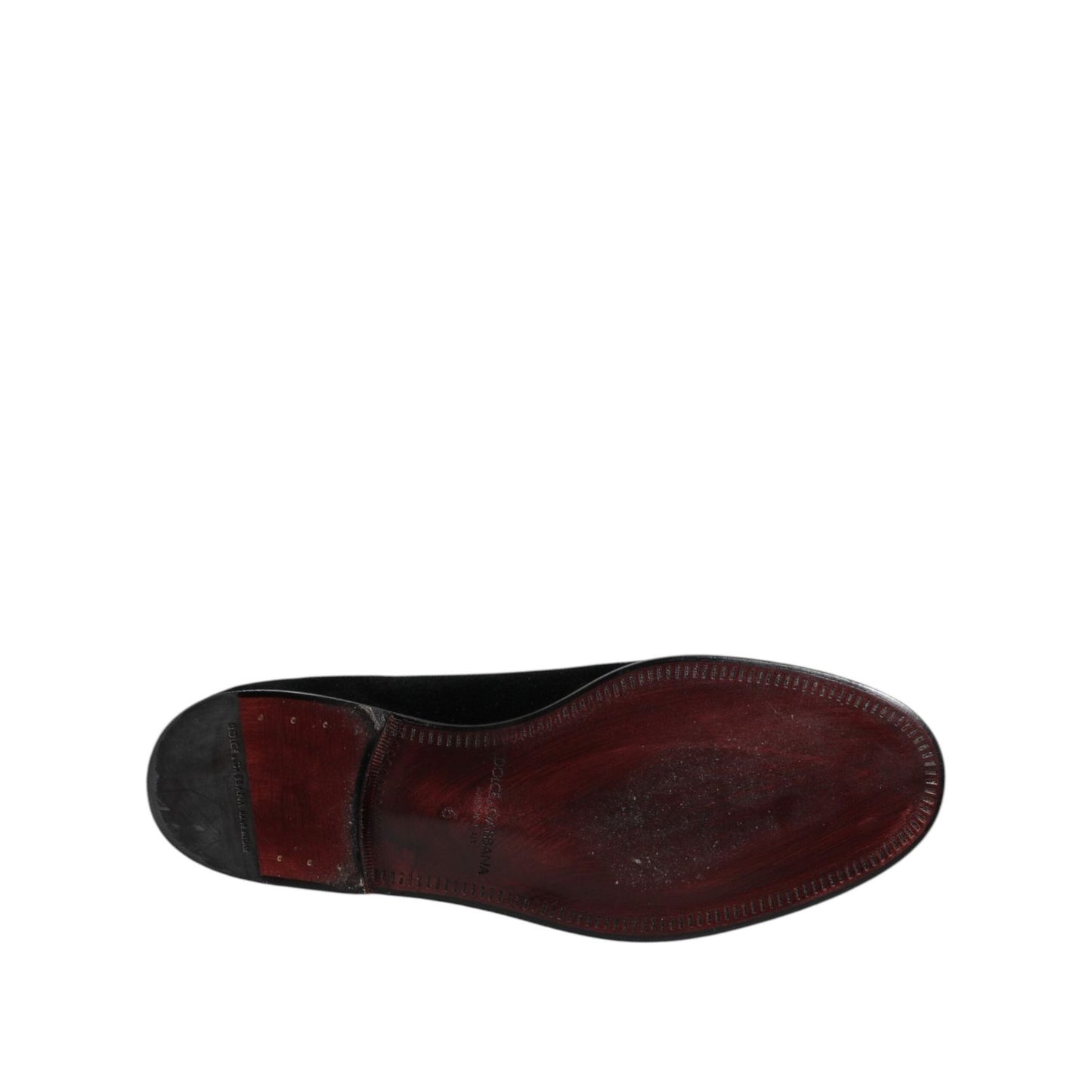 Dolce & Gabbana Black Velvet Slip On Loafers Formal Shoes