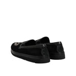 Dolce & Gabbana Black Embroidered Crown Loafers Shoes MV7499-42.5