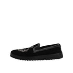 Dolce & Gabbana Black Embroidered Crown Loafers Shoes MV7499-42.5