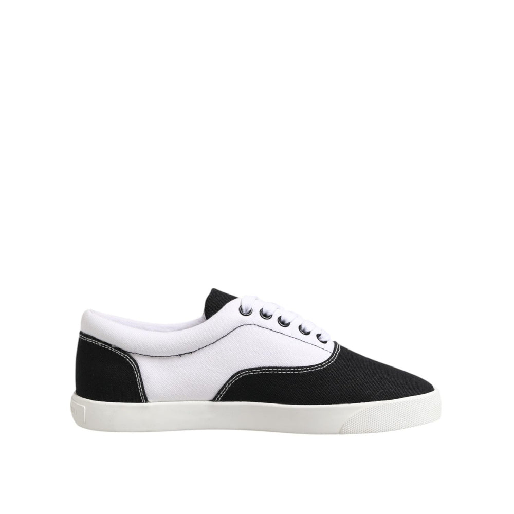 Dolce & Gabbana Black Cotton Canvas Lace Up Men Sneakers Shoes