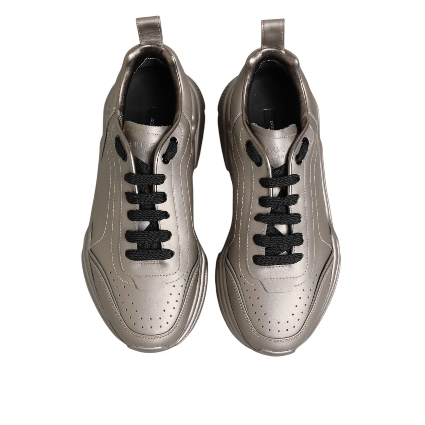 Dolce & Gabbana Silver DAYMASTER Leather Men Sneakers Shoes MV7521-41
