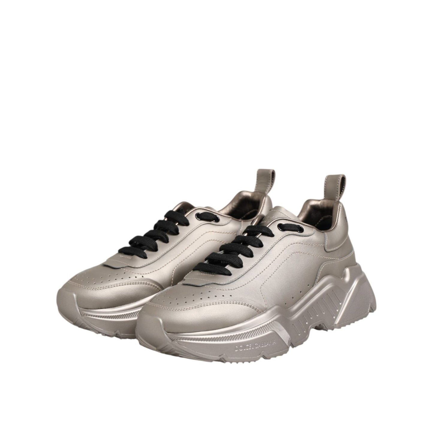 Dolce & Gabbana Silver DAYMASTER Leather Men Sneakers Shoes MV7521-41