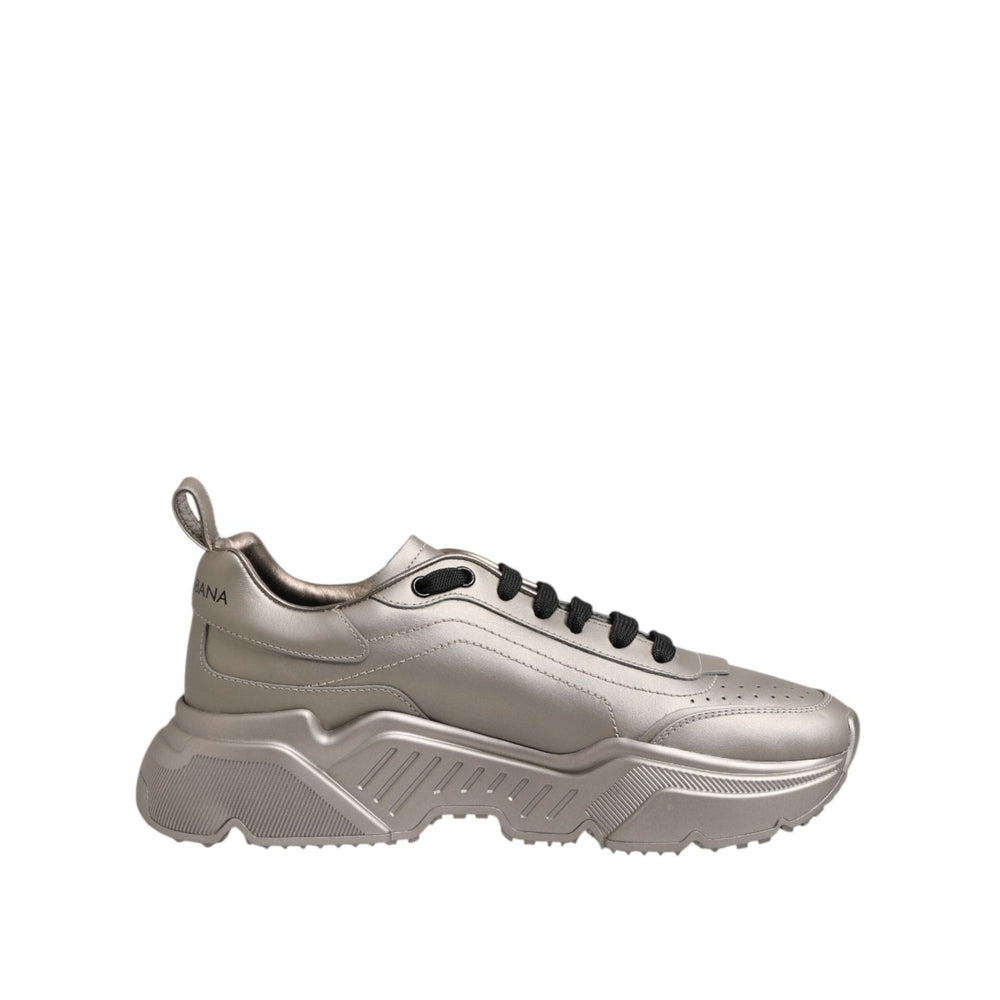 Dolce & Gabbana Silver DAYMASTER Leather Men Sneakers Shoes MV7521-41