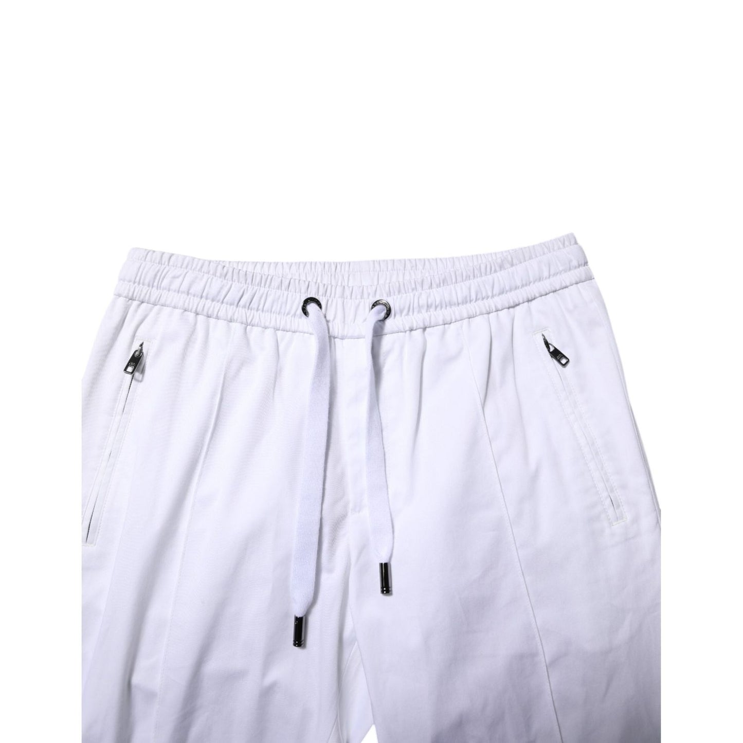 Dolce & Gabbana White Cotton Stretch Logo Men Jogger Pants PAN76219-46