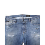 Dolce & Gabbana Blue Washed Tattered Logo Plaque Denim Jeans PAN76350-52
