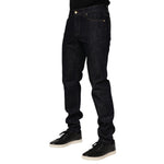 Dolce & Gabbana Dark Blue Cotton Logo Plaque Men Denim Jeans PAN76354-48
