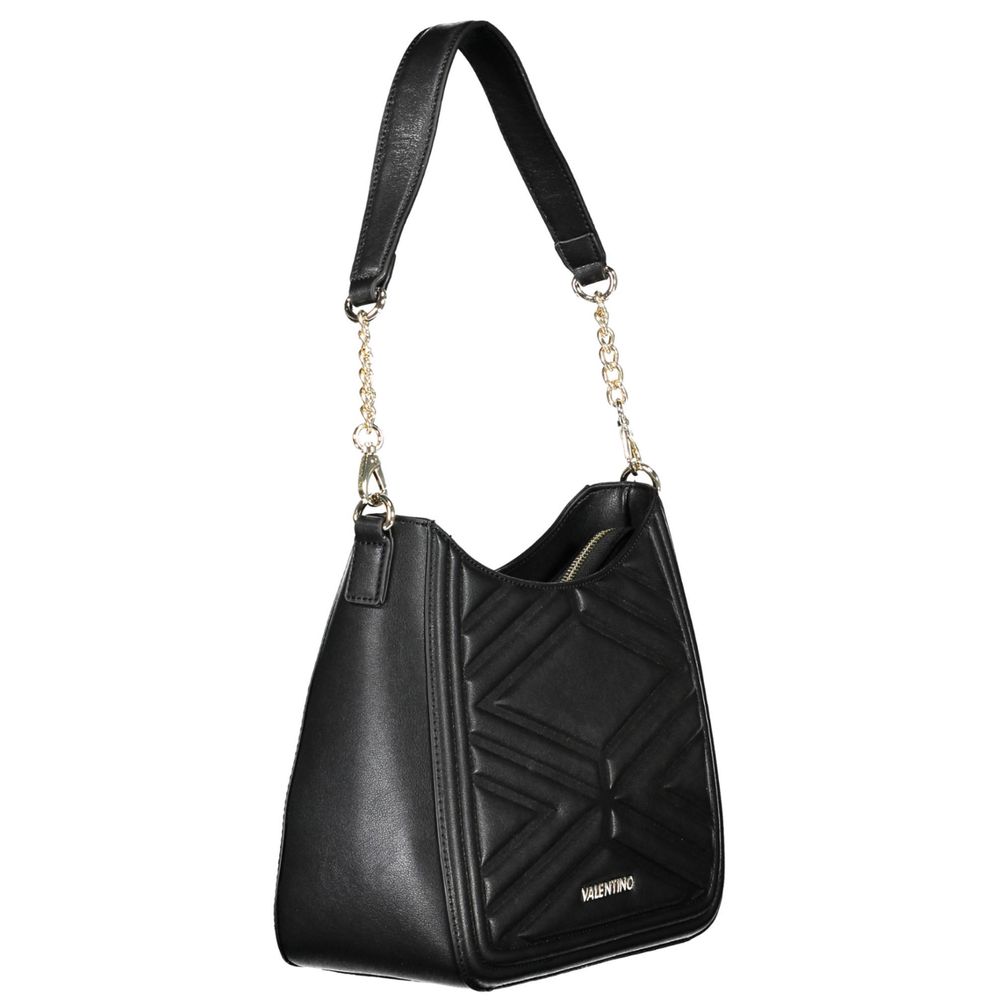 Mario Valentino Black Polyethylene Handbag with removable shoulder handle and strap, inside pocket, and zip closure.