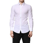 Dolce & Gabbana White Cotton GOLD Long Sleeves Formal Shirt TSH90575-38