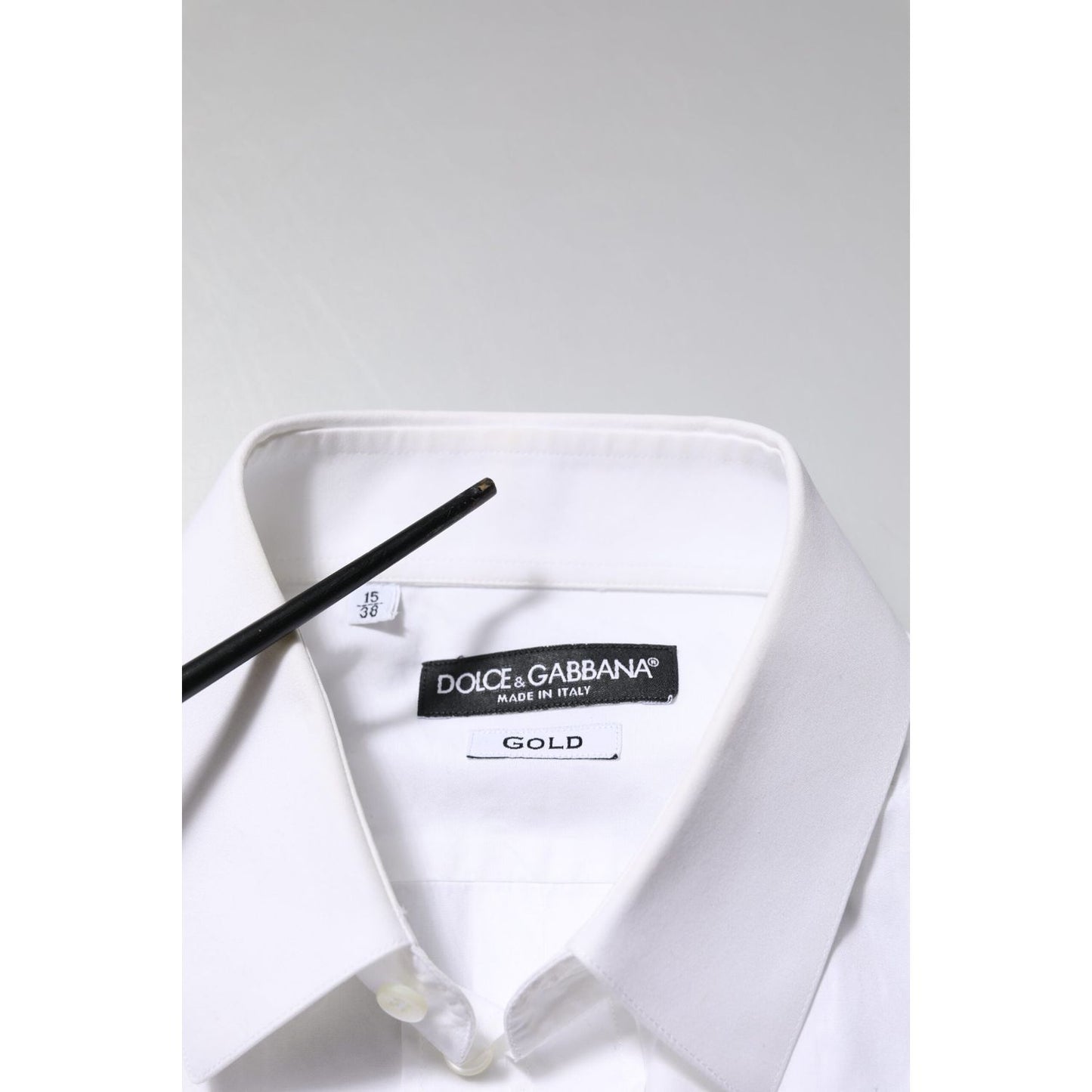 Dolce & Gabbana White Cotton GOLD Long Sleeves Formal Shirt TSH90575-38