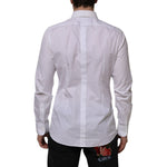 Dolce & Gabbana White Bib Cotton Popline GOLD Men Formal Shirt TSH90583-41