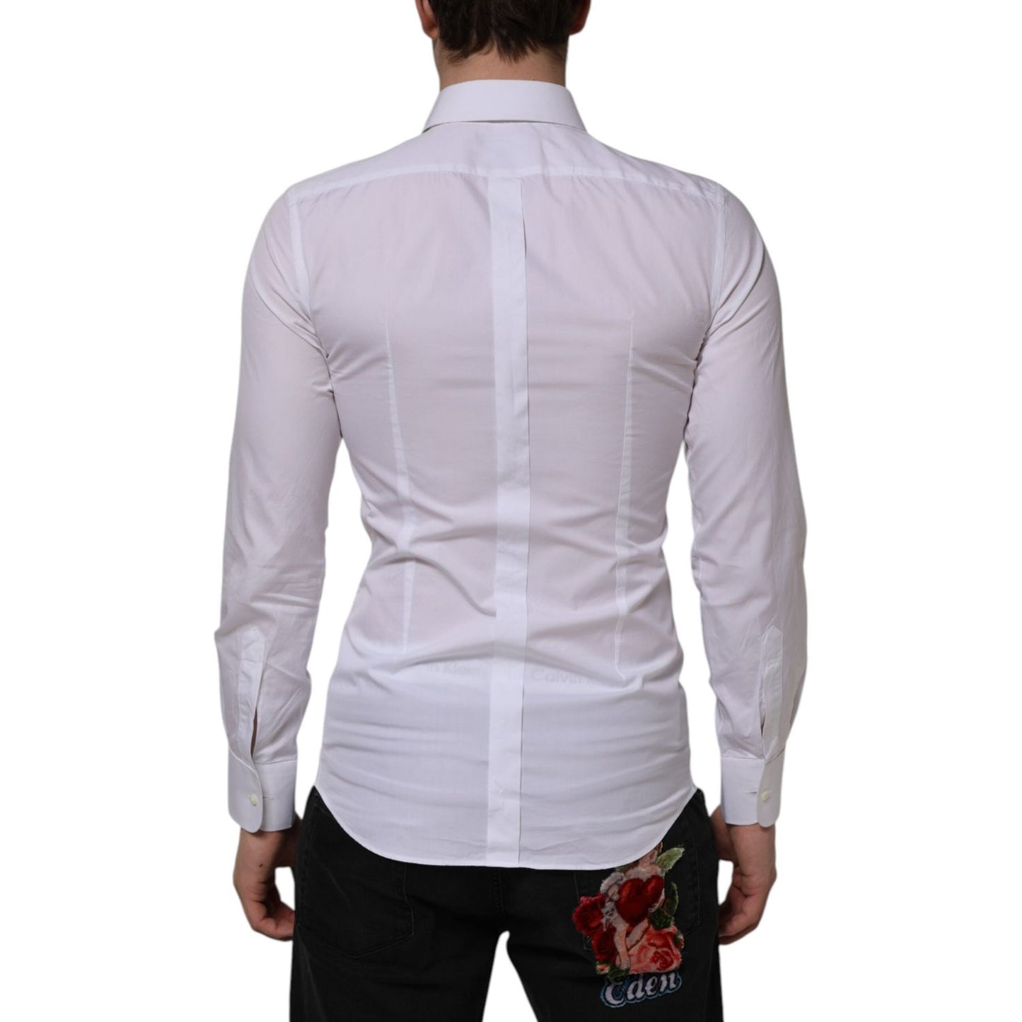 Dolce & Gabbana White Bib Cotton Poplin GOLD Formal Shirt TSH90586-44