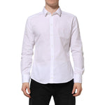 Dolce & Gabbana White Cotton Long Sleeves GOLD Formal Shirt TSH90588-44