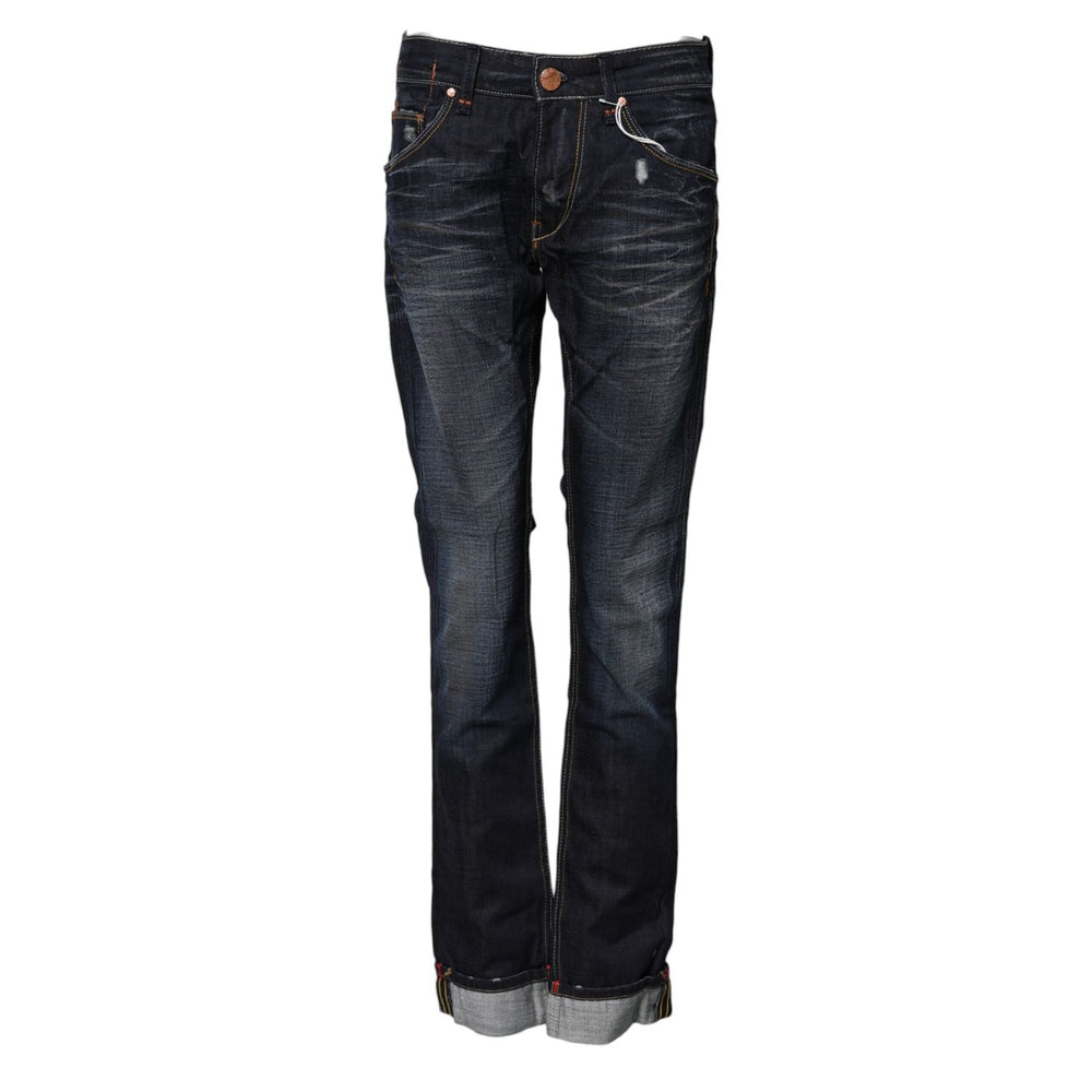 Acht Blue Washed Cotton Mid Waist Flared Denim Jeans PAN71838-30