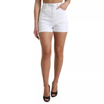 Dolce & Gabbana White Front Lace High Waist Hot Pants Shorts PAN74913-40