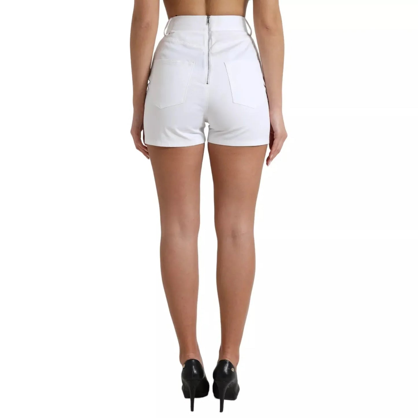Dolce & Gabbana White Front Lace High Waist Hot Pants Shorts PAN74913-40