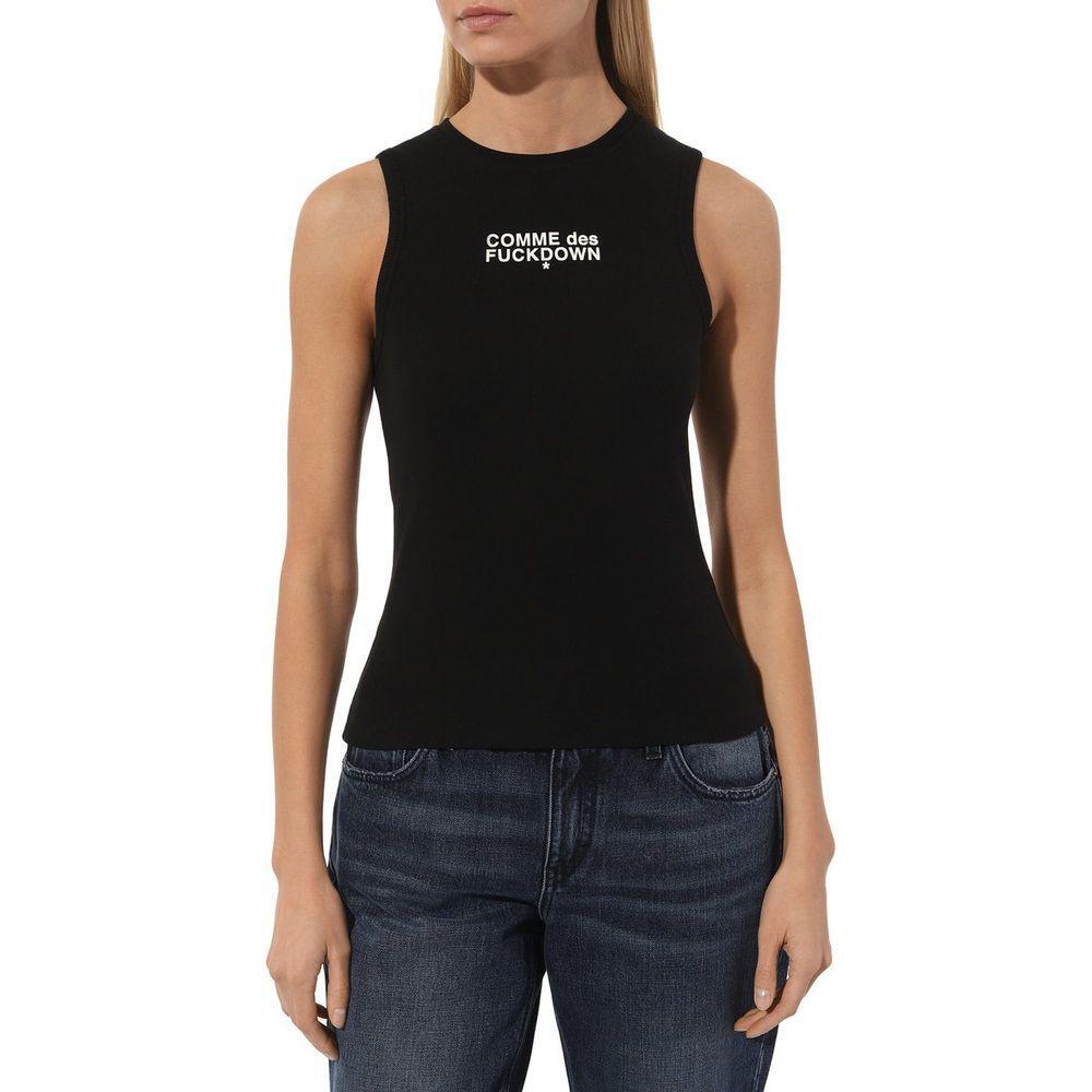 Comme Des Fuckdown Black Cotton Tops & T-Shirt CO-15704-XS