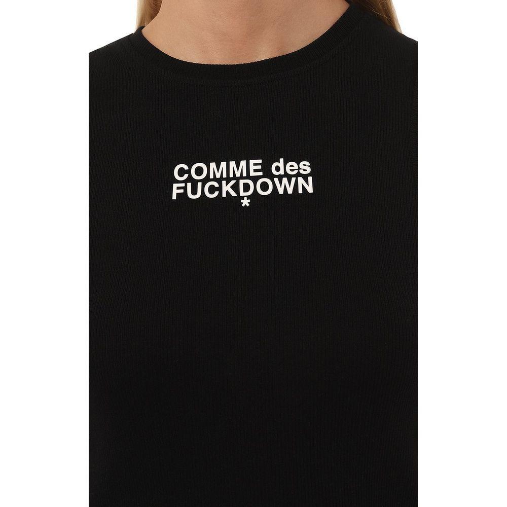 Comme Des Fuckdown Black Cotton Tops & T-Shirt CO-15704-XS
