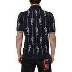 Dolce & Gabbana Dark Blue Sea Horse Collared Polo T-shirt TSH906970-56