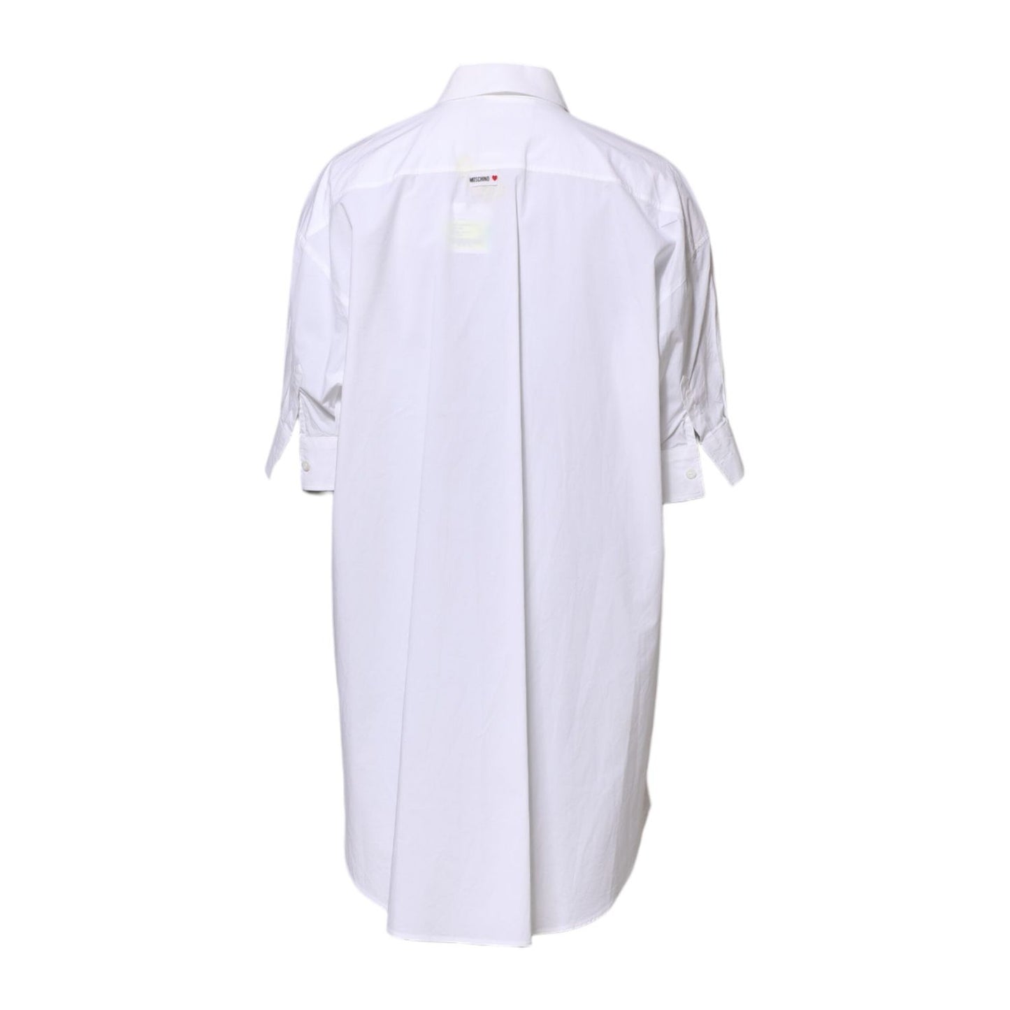 Moschino Couture White Printed Collared Button Mini Shirt Dress DR81525-44