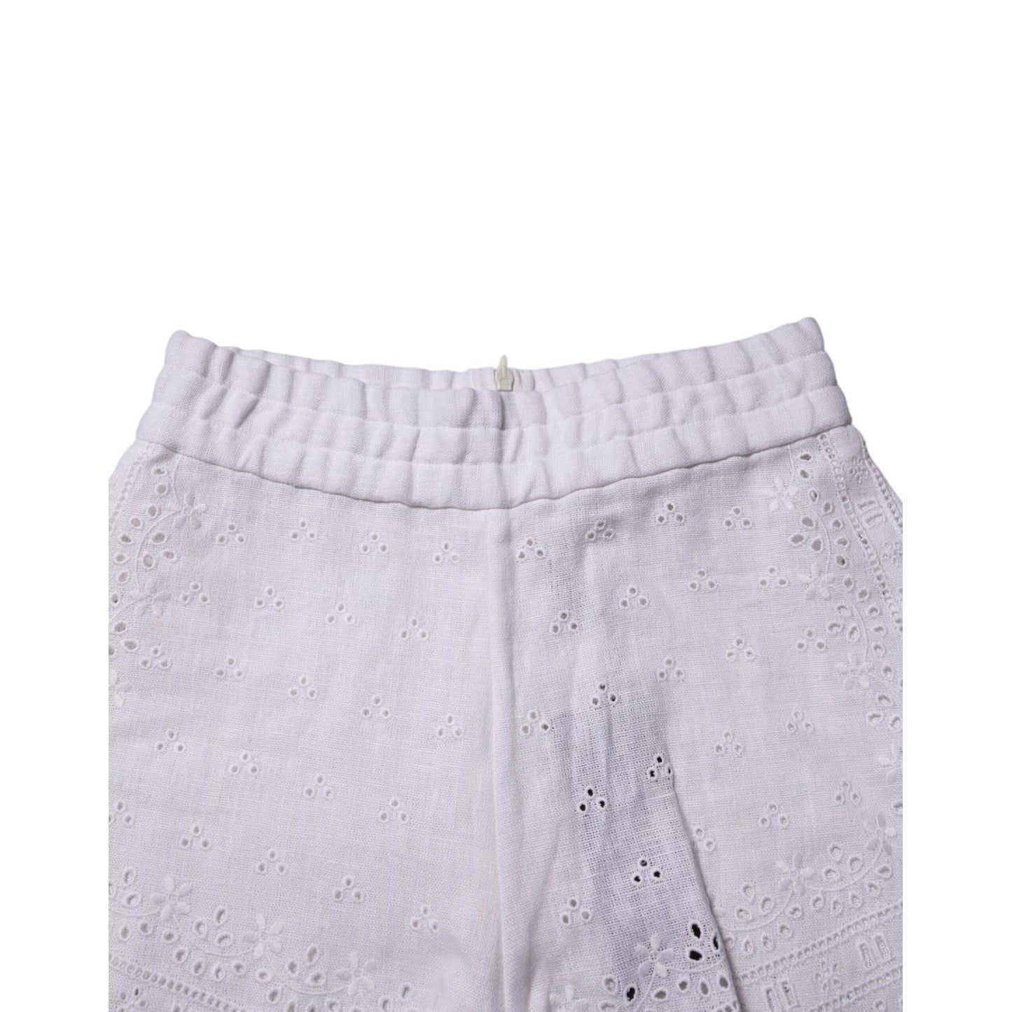 Dolce & Gabbana White Linen High Waisted Hot Pants Shorts PAN75543-38