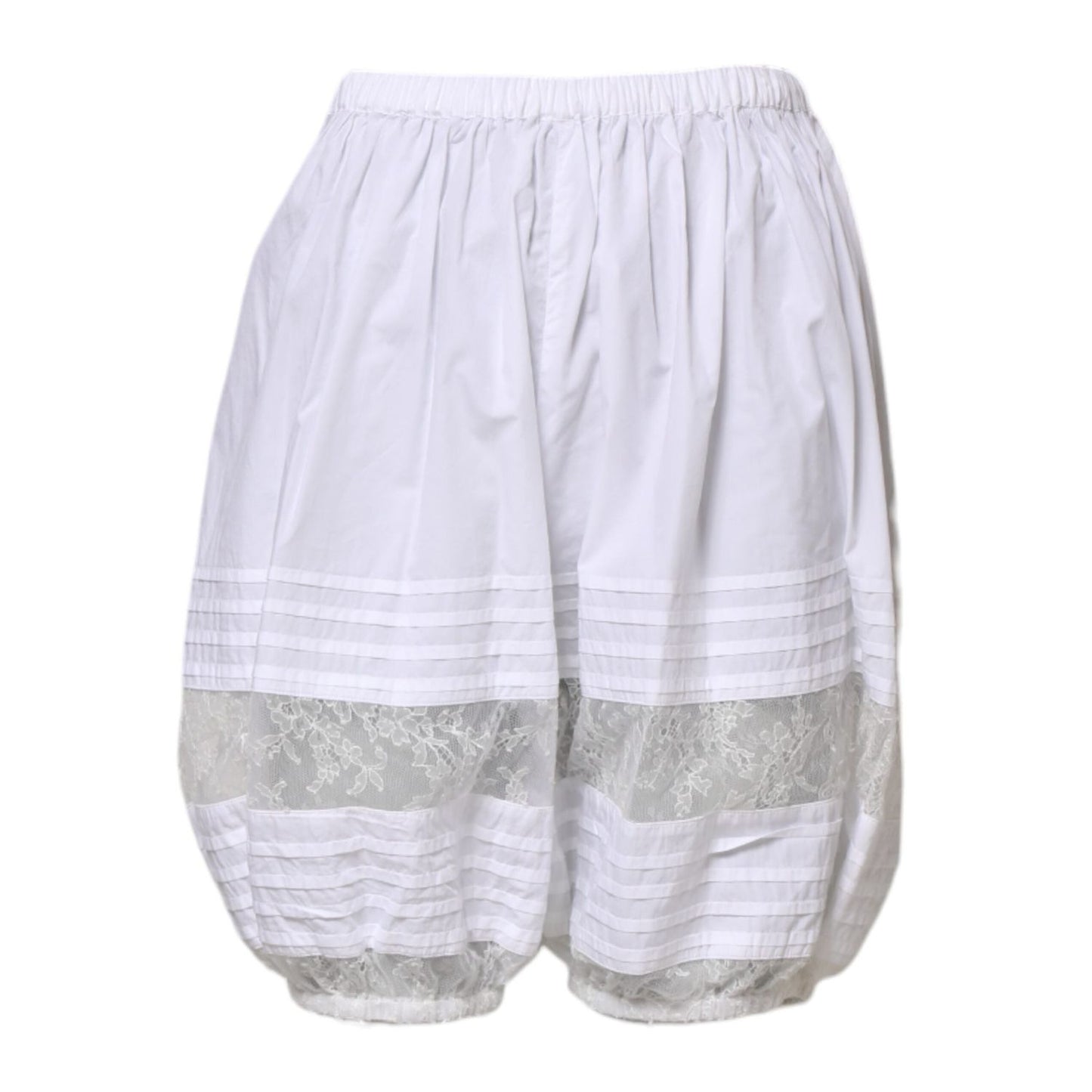 Dolce & Gabbana White Lace Paneled Cotton High Waisted Shorts PAN75548-40
