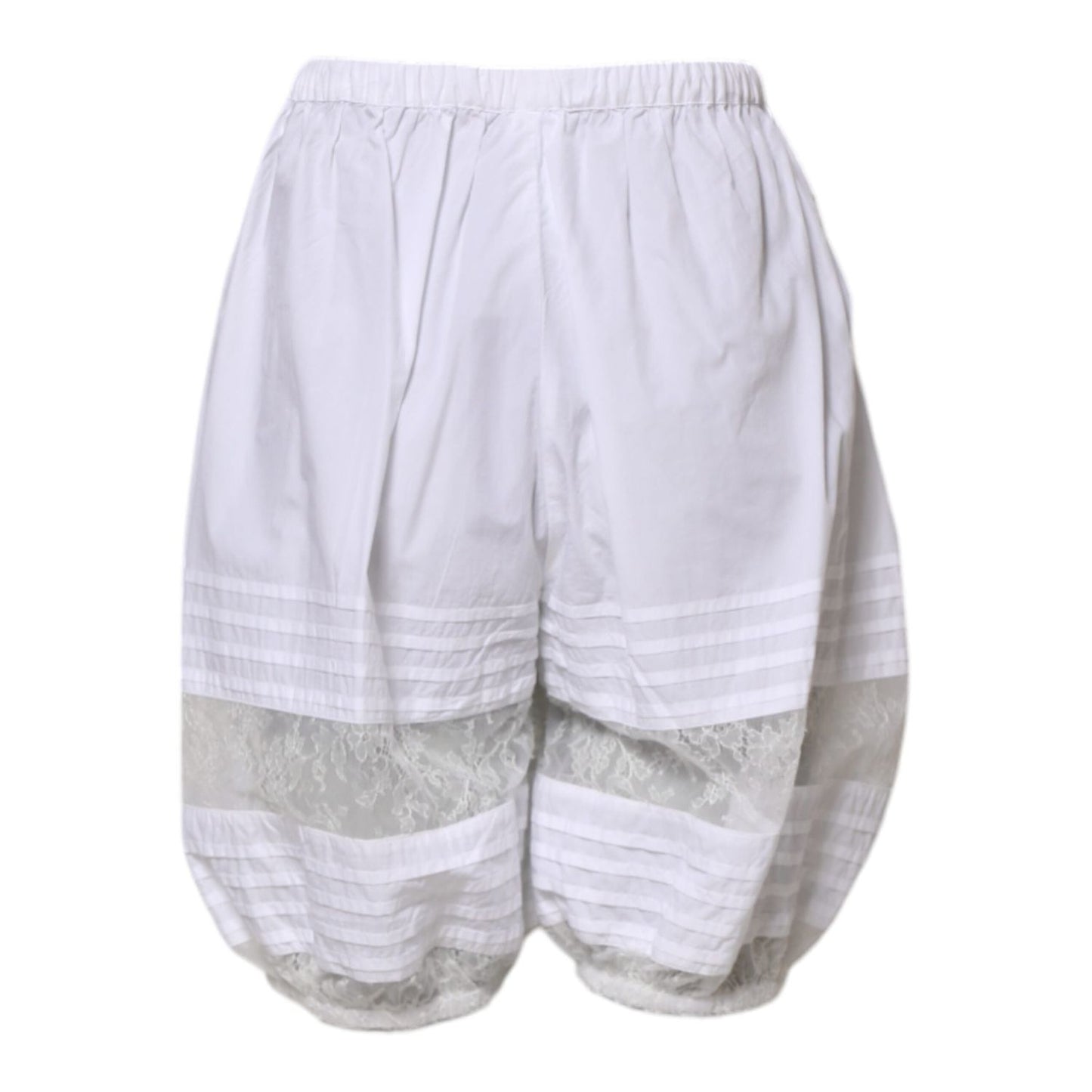 Dolce & Gabbana White Lace Paneled Cotton High Waisted Shorts PAN75548-40