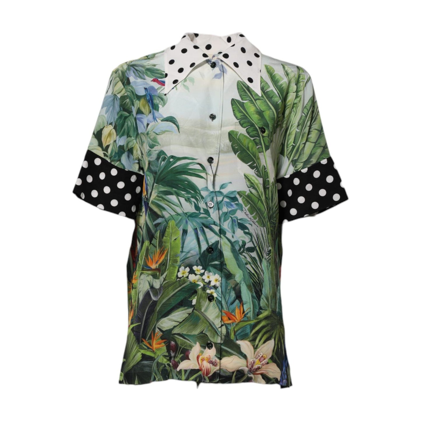 Dolce & Gabbana Multicolor Printed Silk Collared Shirt Top TSH87596-36