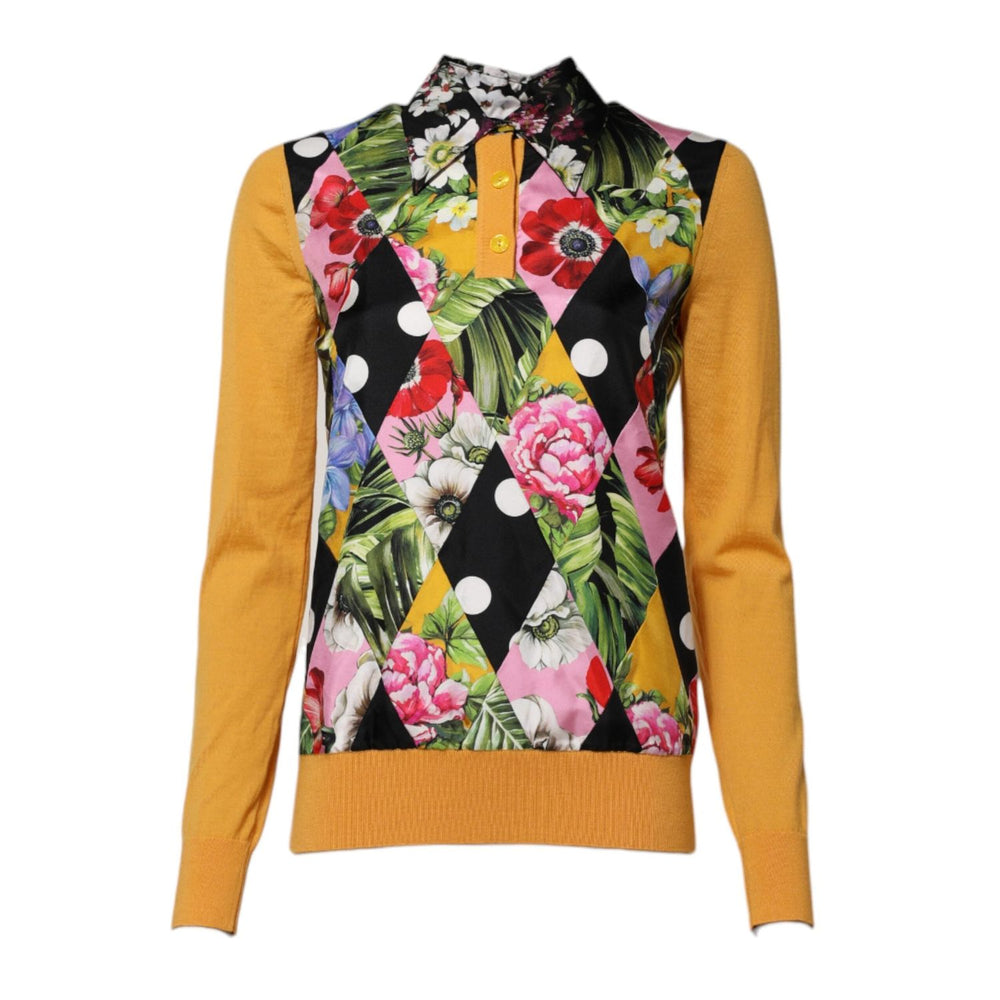 Dolce & Gabbana Multicolor Floral Long Sleeves Polo Top TSH87610-36