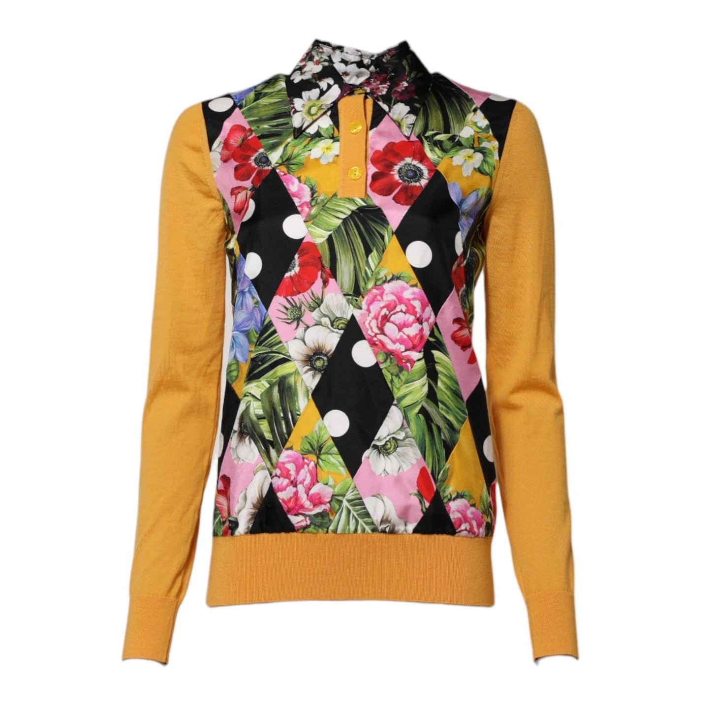 Dolce & Gabbana Multicolor Floral Long Sleeves Polo Top TSH87610-36