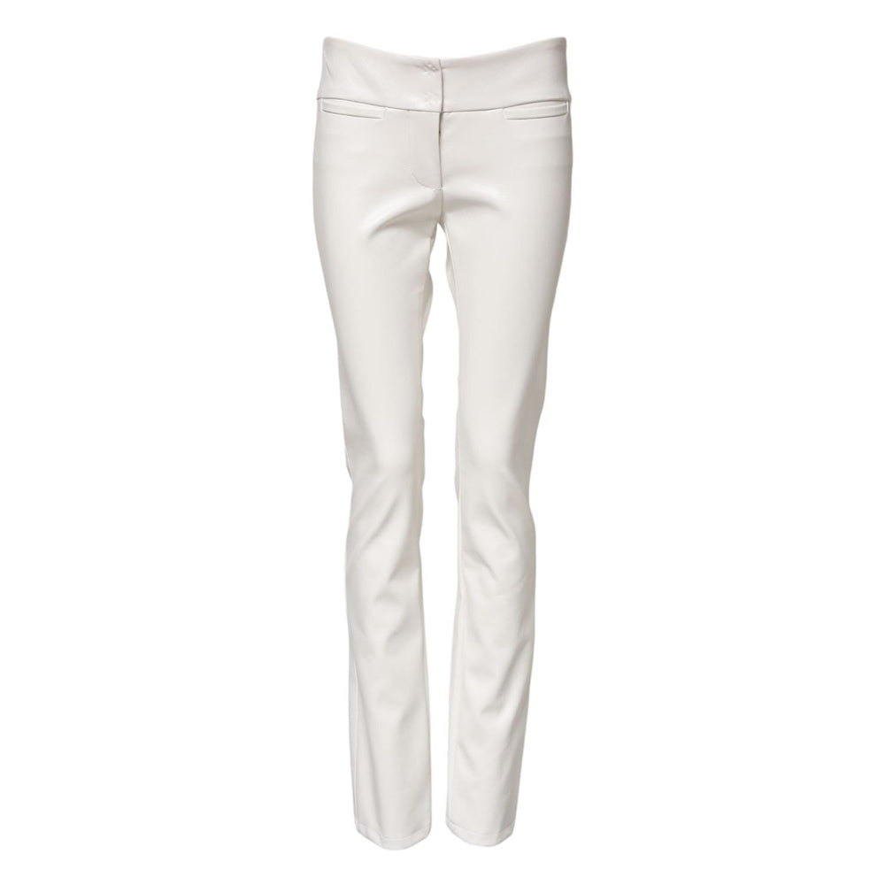 Dolce & Gabbana White Polyurethane High Waist Tapered Pants PAN74938-40