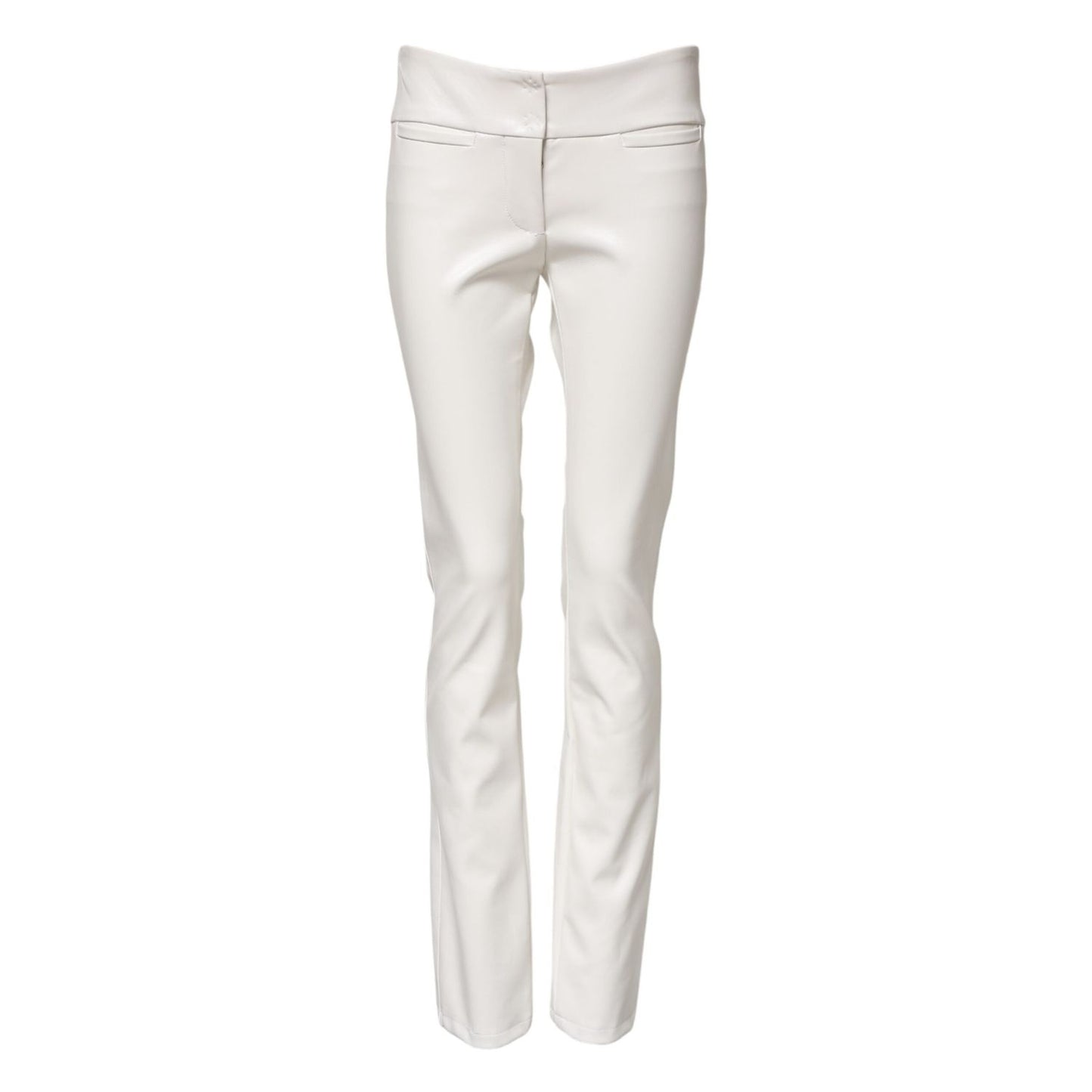Dolce & Gabbana White Polyurethane High Waist Tapered Pants PAN74938-40